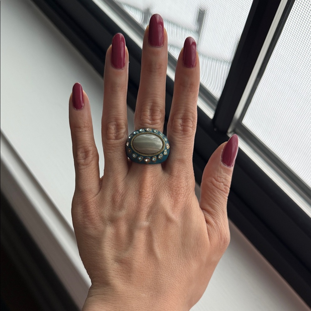 Lia Sophia Silver and Green Ring